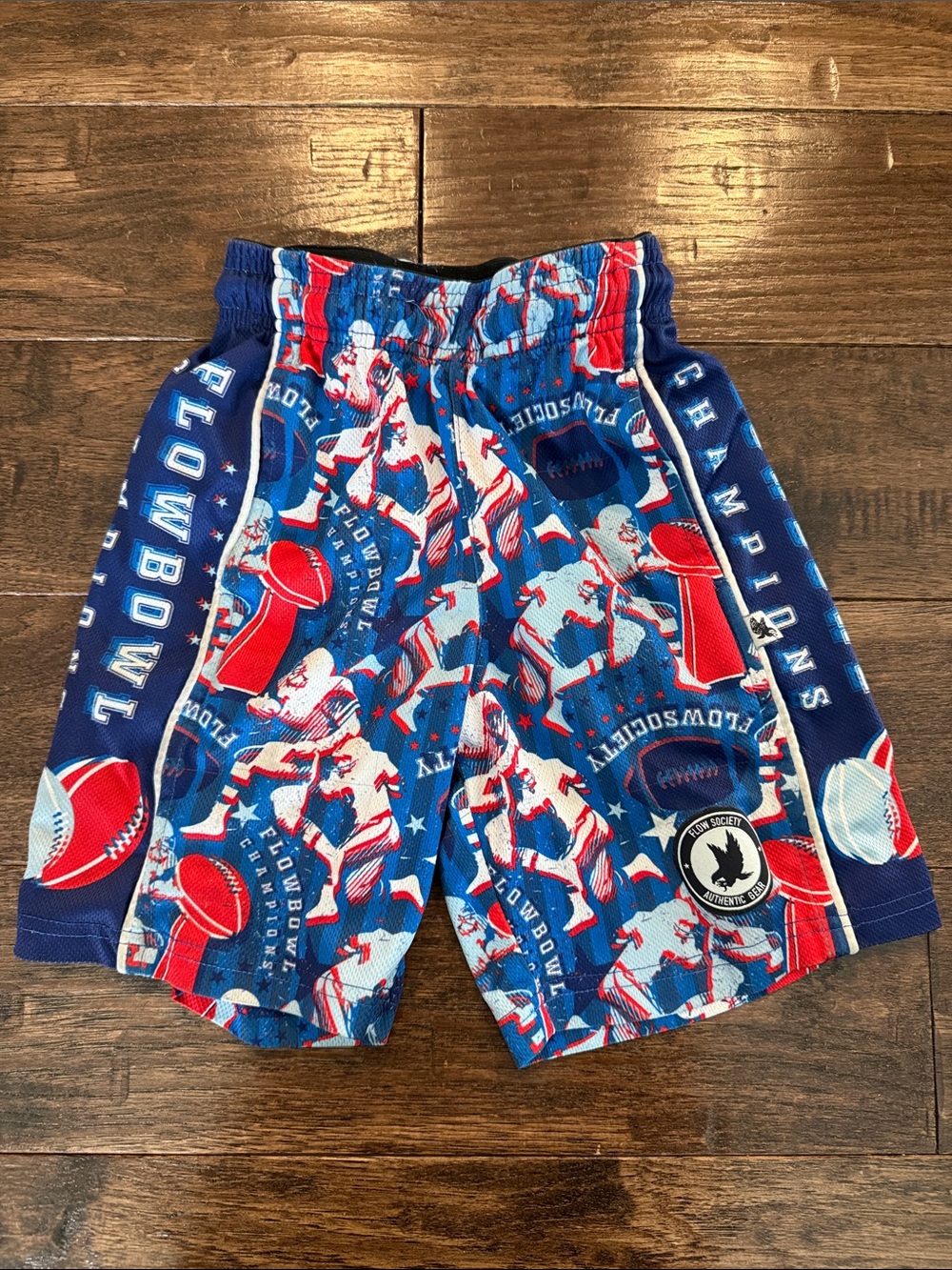 Boys' Football Print Athletic Shorts - Blue/Red